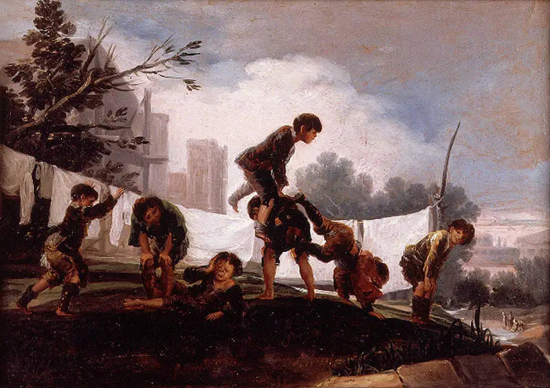 Enfants jouant à saute-mouton - Francisco de Goya image 1 reproduction d’œuvre d’art à l’huile