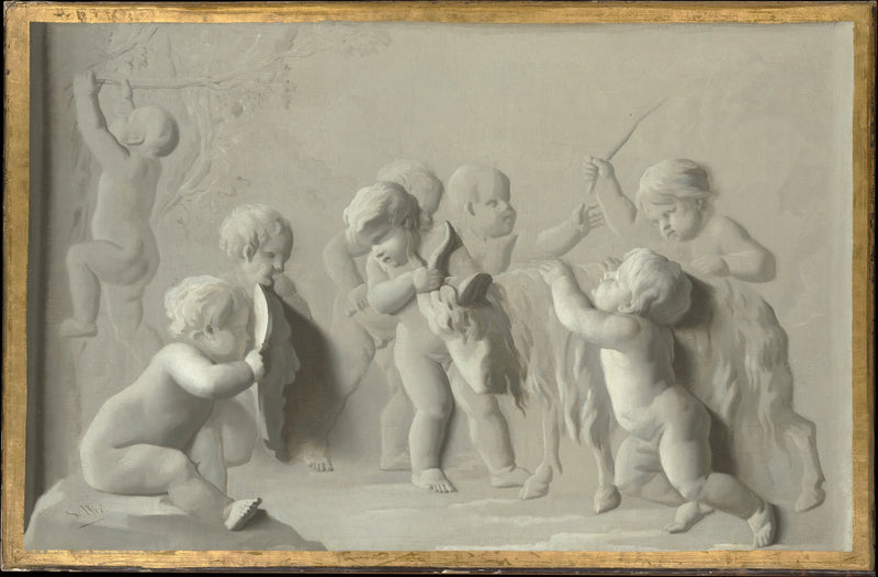 Enfants jouant avec une chèvre - Jacob de Wit