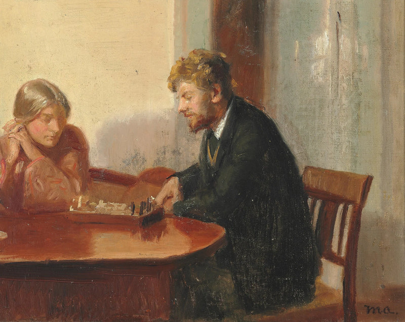 Engel Saxild and Henry Madsen are playing chess in Ancher's house. - Michael Peter Ancher