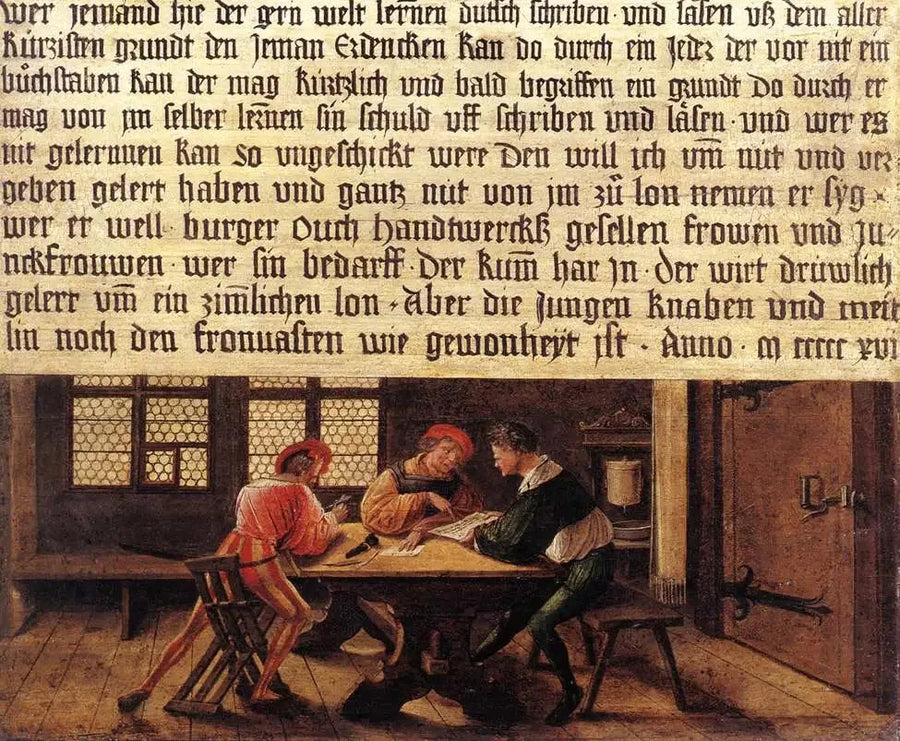 Signboard of a schoolmaster (adult side) - Hans Holbein the Younger