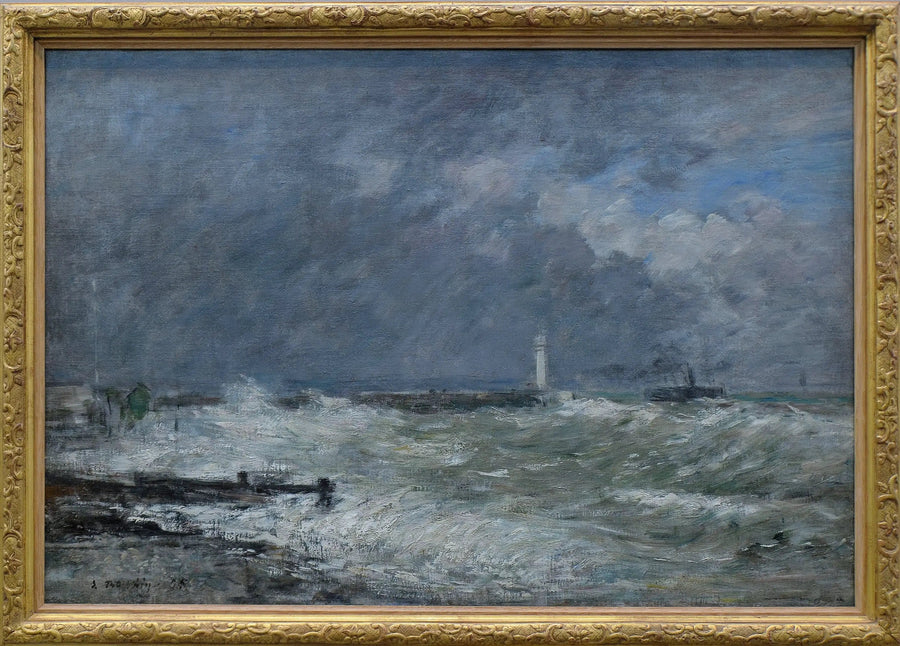 Entrance of the Docks of Le Havre in Bad Weather - Eugène Boudin