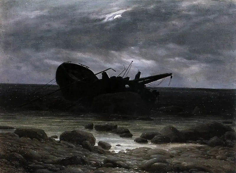 Wreck at Moonlight - Caspar David Friedrich