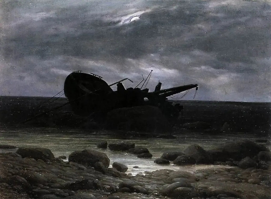 Wreck at Moonlight - Caspar David Friedrich
