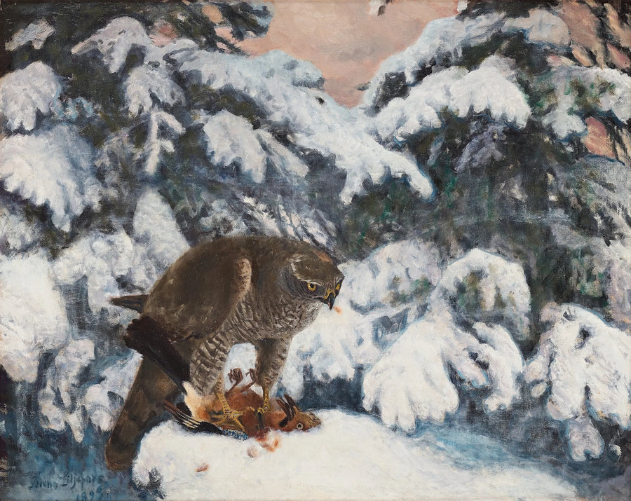 Sparrowhawk with its prey - Bruno Liljefors