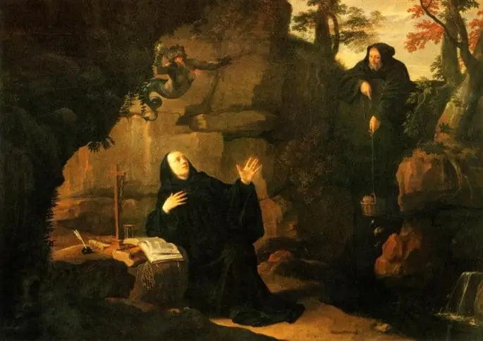 Episodes de la vie de saint Benoît : Saint Benoît nourri par le frère Romain - Philippe de Champaigne