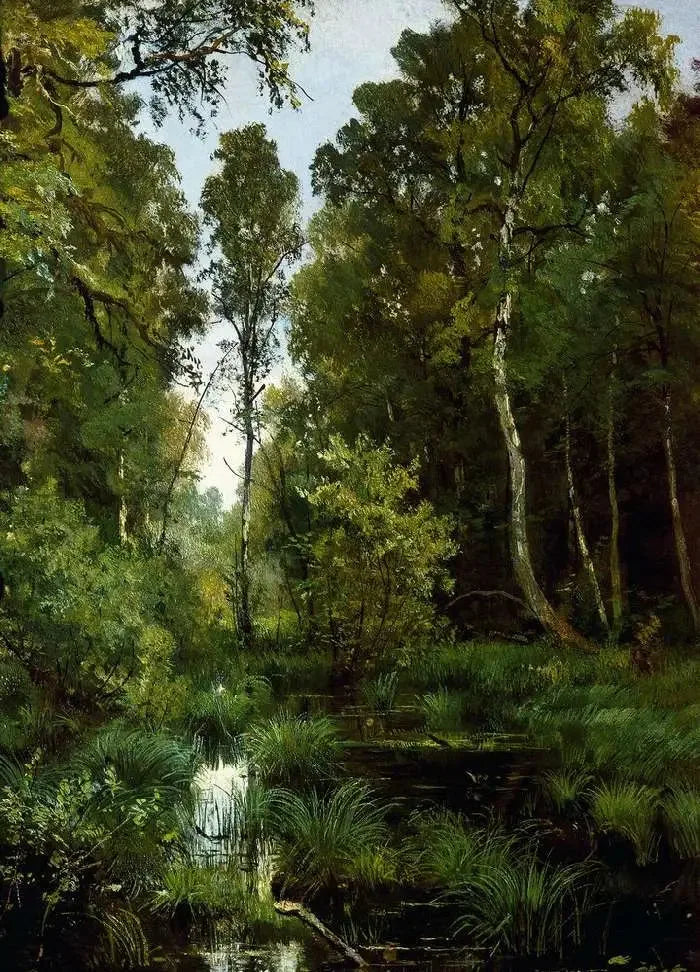 Pond overgrown with vegetation at the edge of the forest. Siverskaya - Ivan Chichkine
