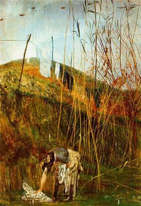 Hang the laundry. Murale painting by Falconiera - Giovanni Boldini