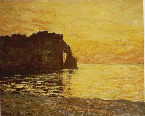 Étretat, cliff and Porte d'Aval at sunset W1015a - Claude Monet