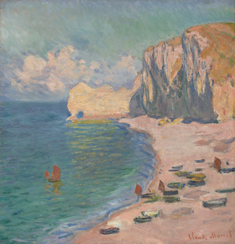 Étretat, the beach and the cliff of Amont W1012 - Claude Monet