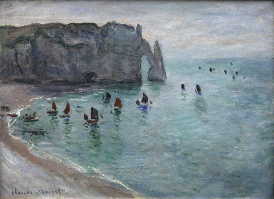 Étretat, the Aval Gate: fishing boats leaving the port - Claude Monet