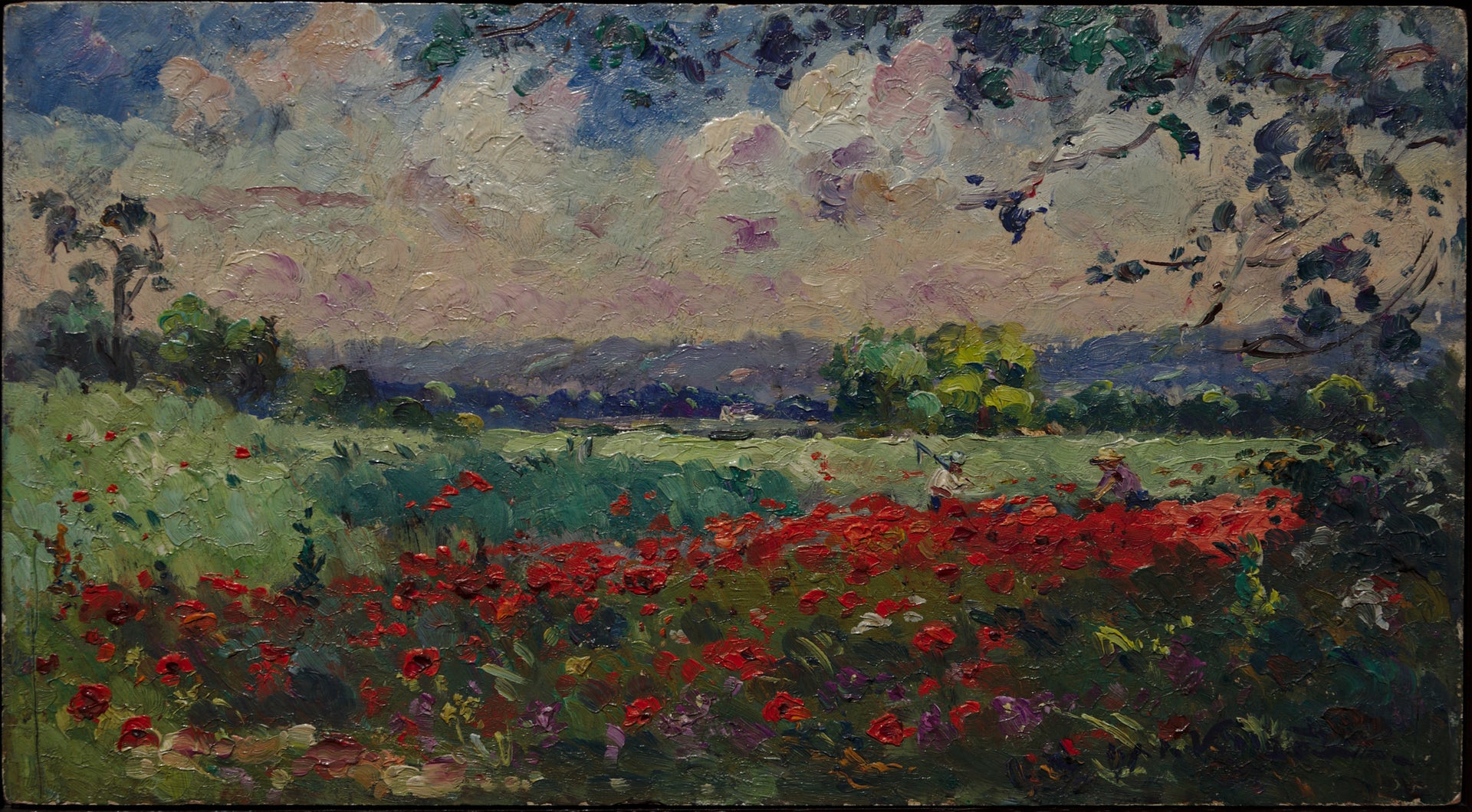 Étude de coquelicots – Ernest de La Villéon, peinture de coquelicots