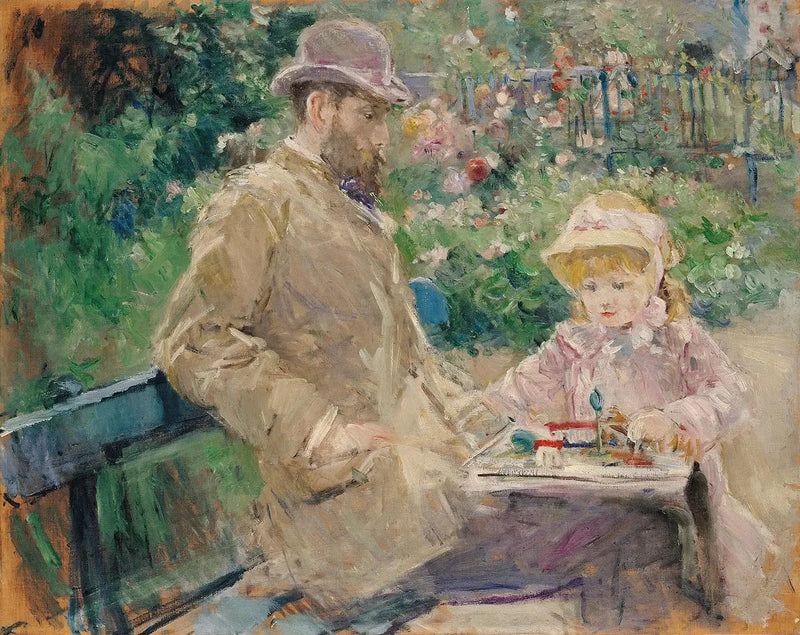 Eugène Manet and his daughter in the garden of Bougival - Berthe Morisot