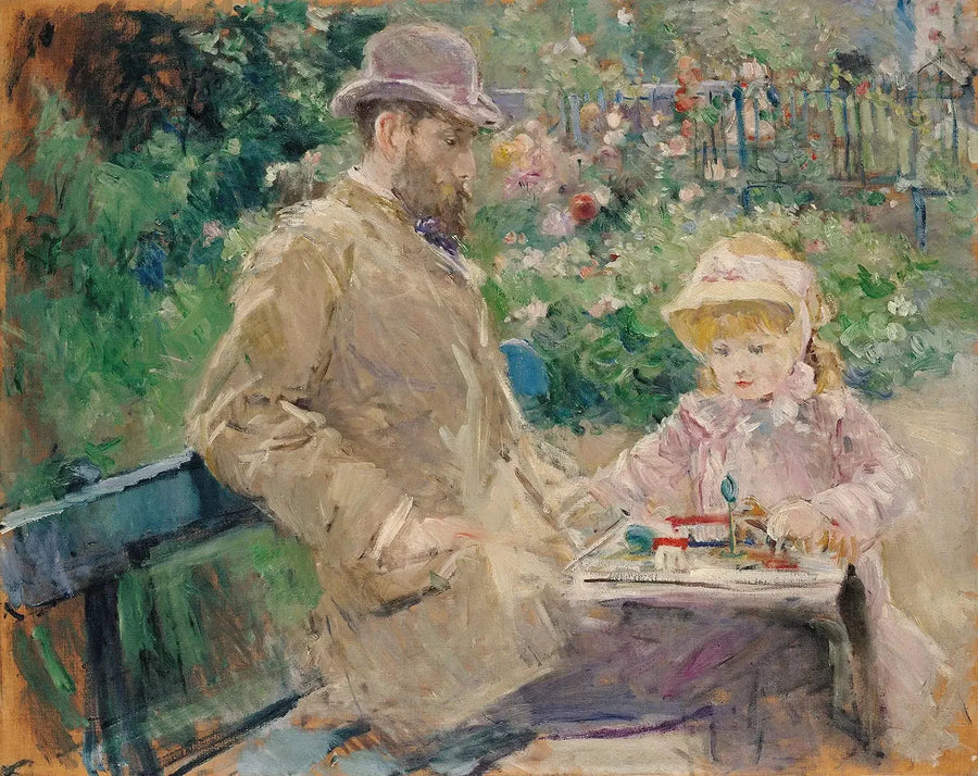 Eugène Manet and his daughter in the garden of Bougival - Berthe Morisot