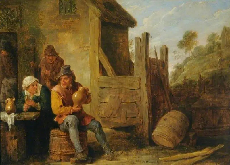Exterior of an inn: Peasants drinking - David Teniers the Younger