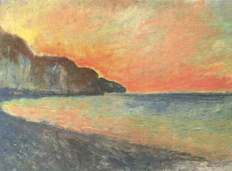 Cliff at Pourville, setting sun - Claude Monet