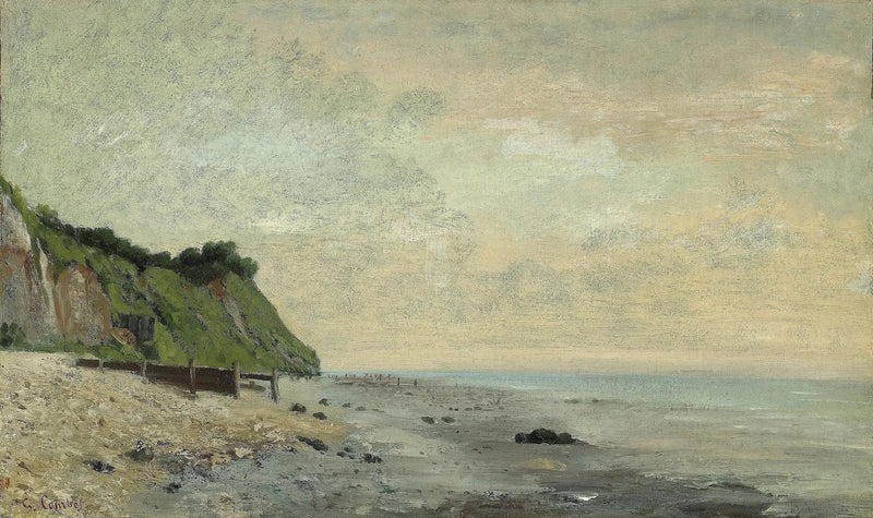 Cliff by the Sea, View of Petite Plage, Sunrise - Gustave Courbet