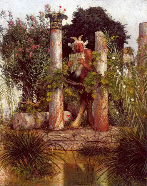 Faune blowing into the syrinx - Arnold Böcklin