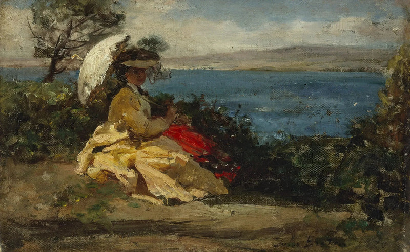 Woman with a Parasol, Bay of Douarnenez - Jules Breton