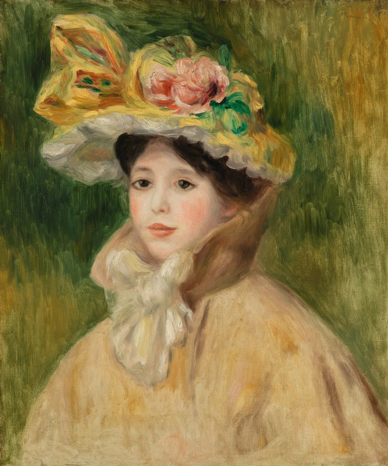 Woman with a Wide-Brimmed Hat - Pierre-Auguste Renoir