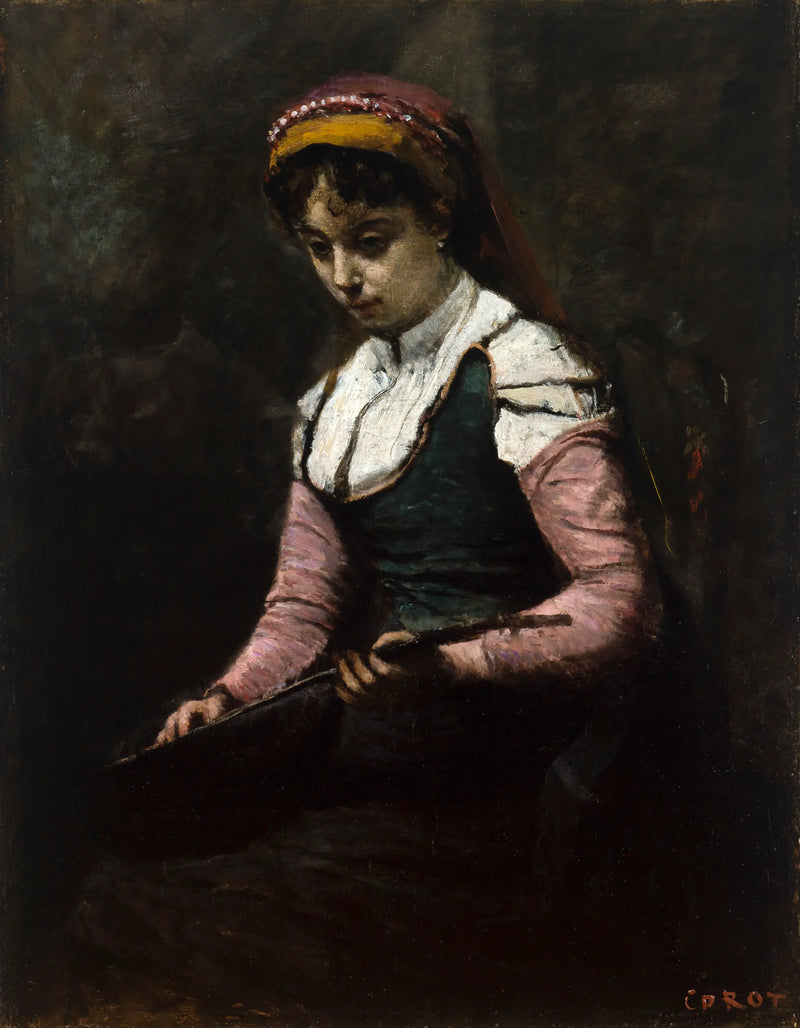 Woman with a Mandolin - Jean-Baptiste Camille Corot