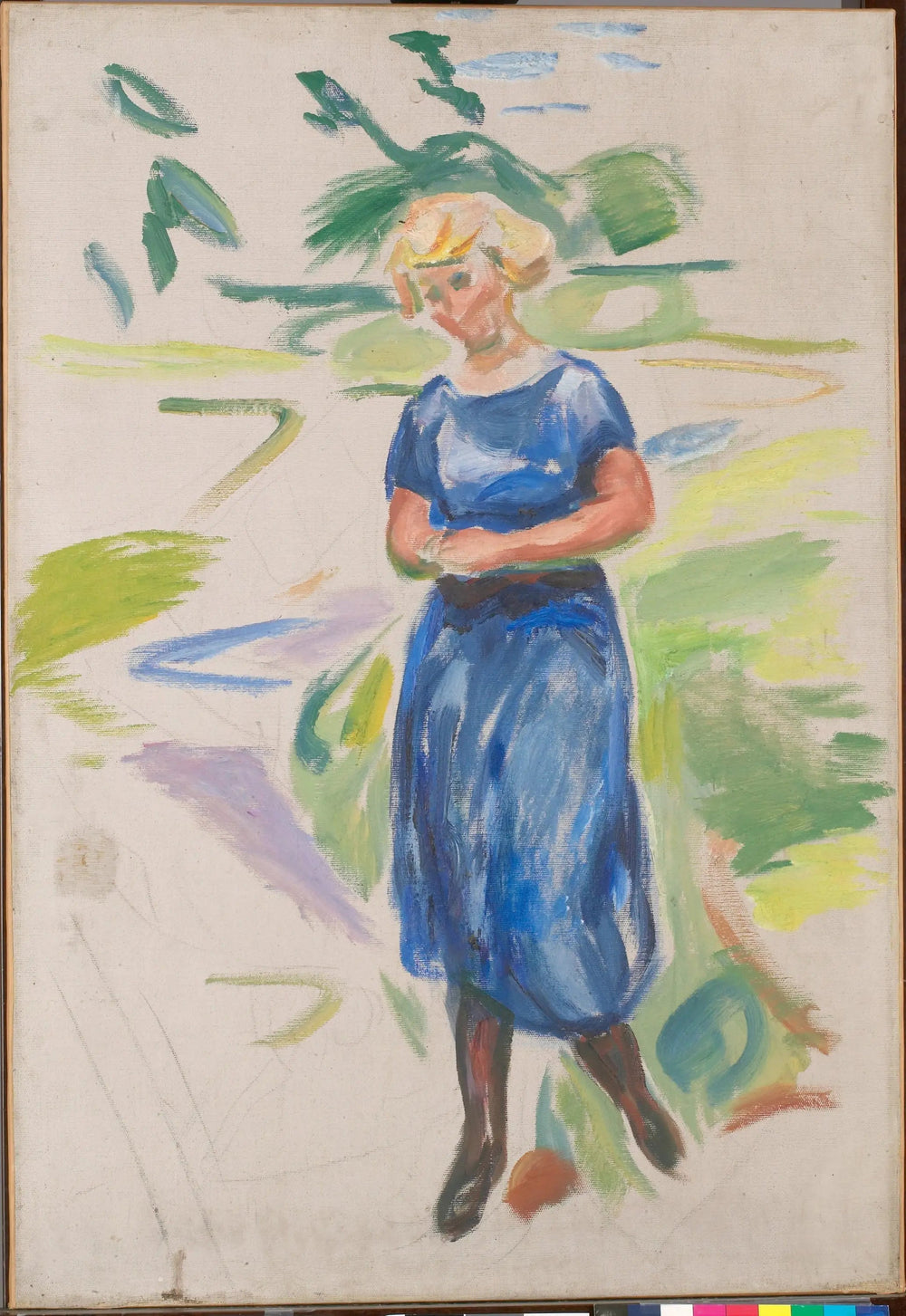 Femme à la robe bleue - Edvard Munch image 1 copie de tableau peinte à la main