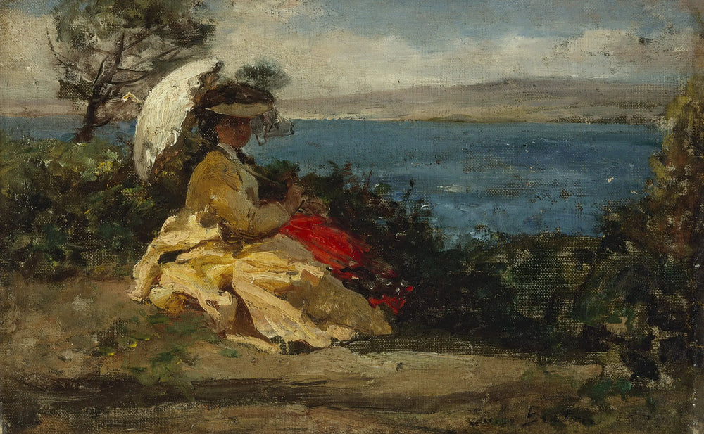 Femme à l’ombrelle baie de Douarnenez - Jules Breton - Alpha Reproduction