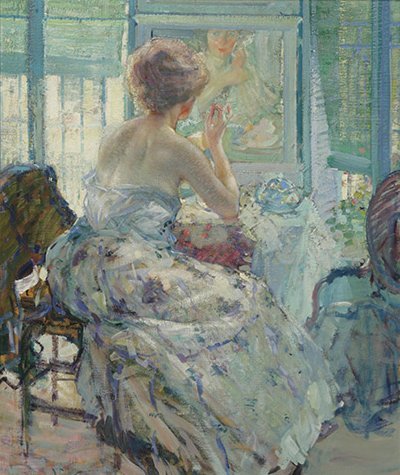 Woman at her hairdresser with earrings - Richard Edward Miller