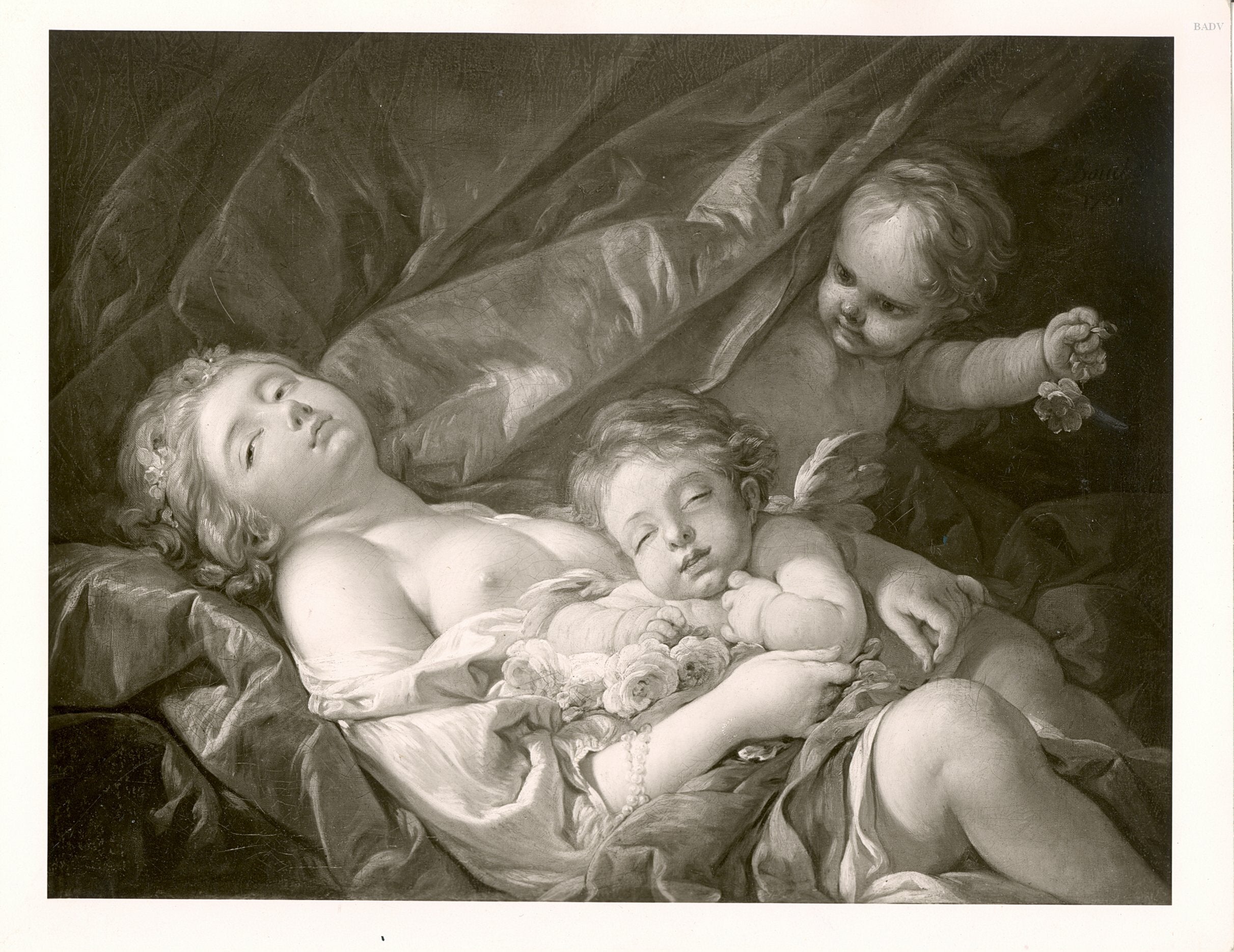 reclining woman with putti - François Boucher