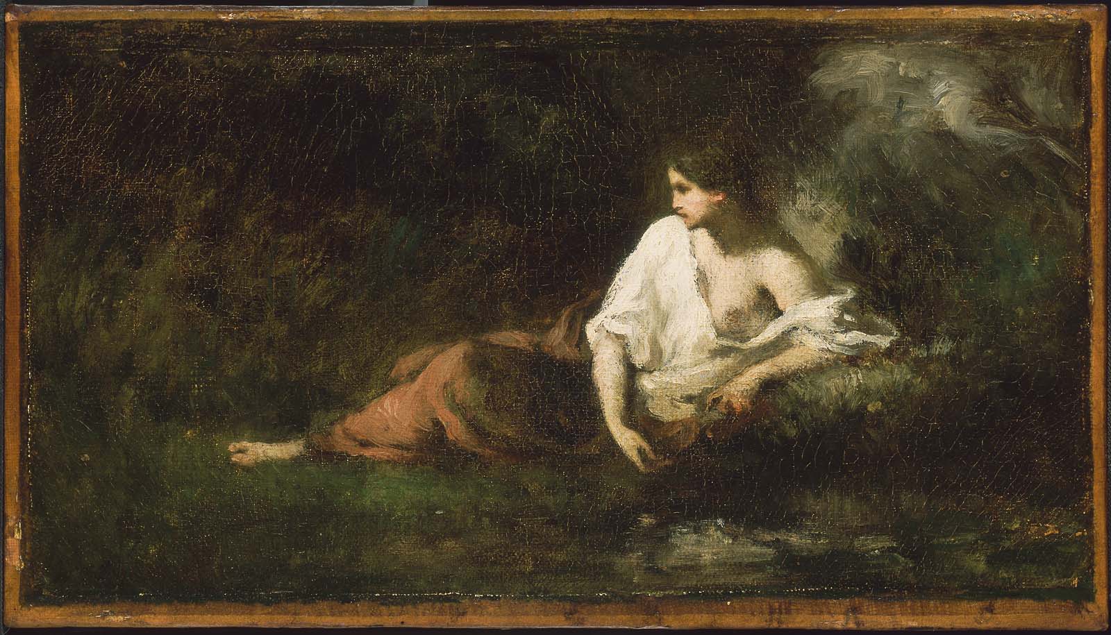 Woman lying down in a landscape - Jean-François Millet