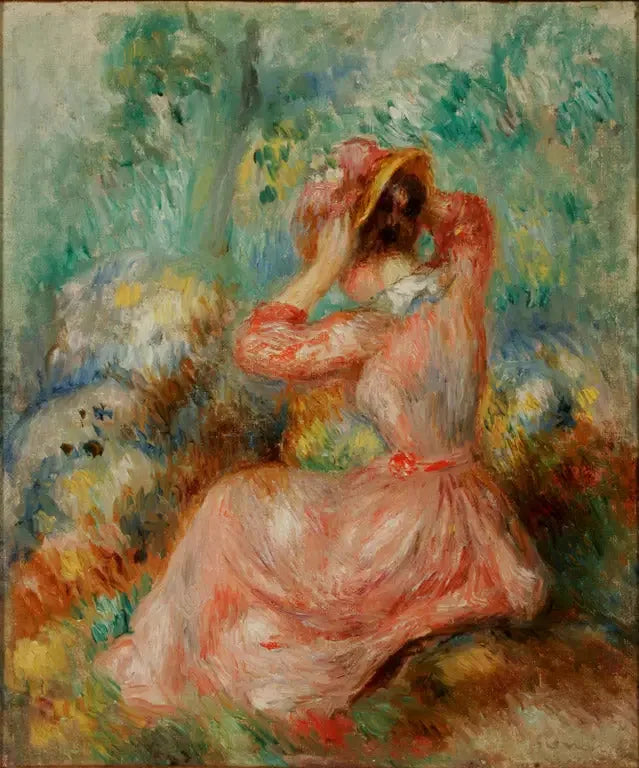 Woman Adjusting Her Hat - Pierre-Auguste Renoir