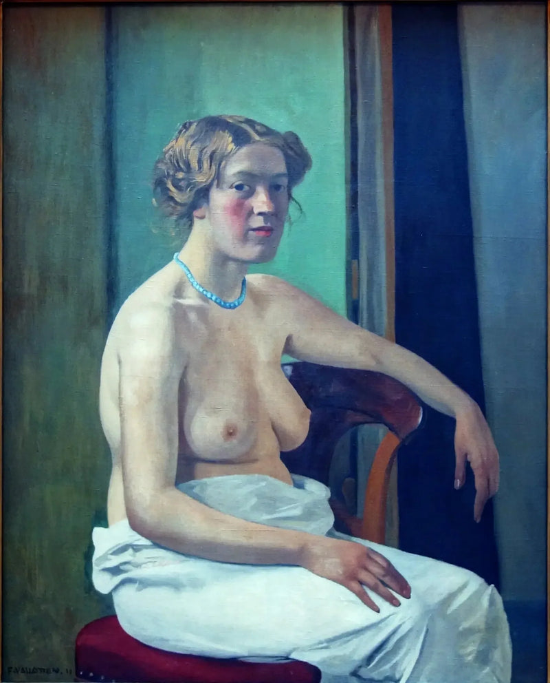 Woman Sitting Half-Naked - Félix Vallotton