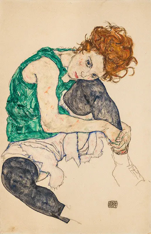 Woman Sitting with Folded Leg - Egon Schiele
