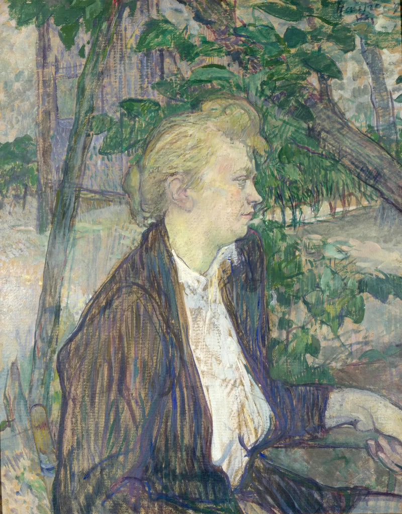 Woman Sitting in a Garden - Henri de Toulouse-Lautrec