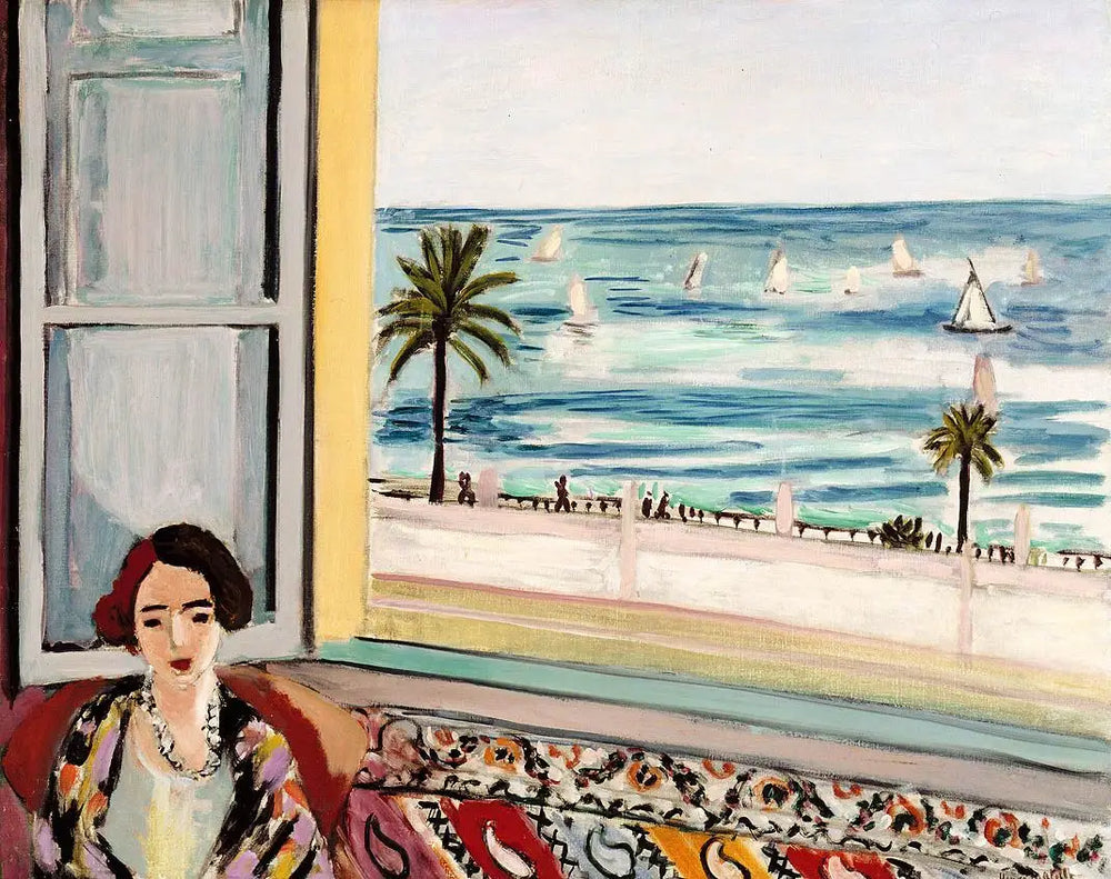 Reproduction du tableau « Femme assise, le dos tourné vers la fenêtre ouverte - Henri Matisse » par Alpha Reproduction en peinture à l’huile