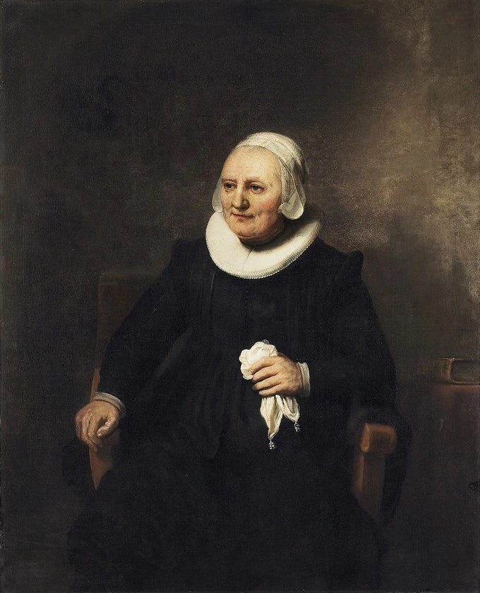 Portrait of a seated woman with a handkerchief - Rembrandt