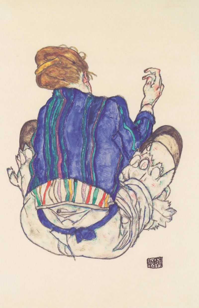 Woman Sitting, Seen from Behind - Egon Schiele