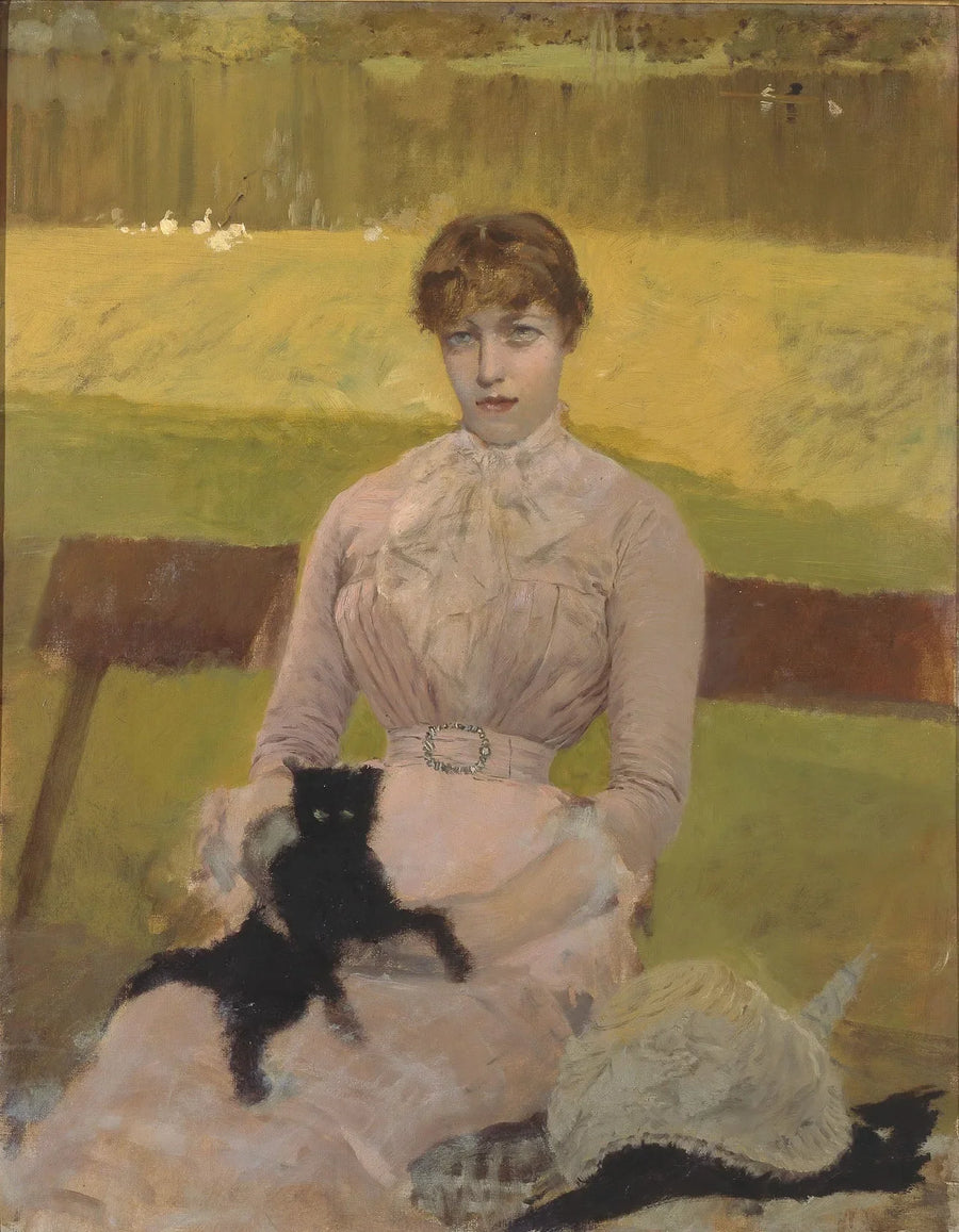 Woman with the Little Black Cat - Giuseppe De Nittis