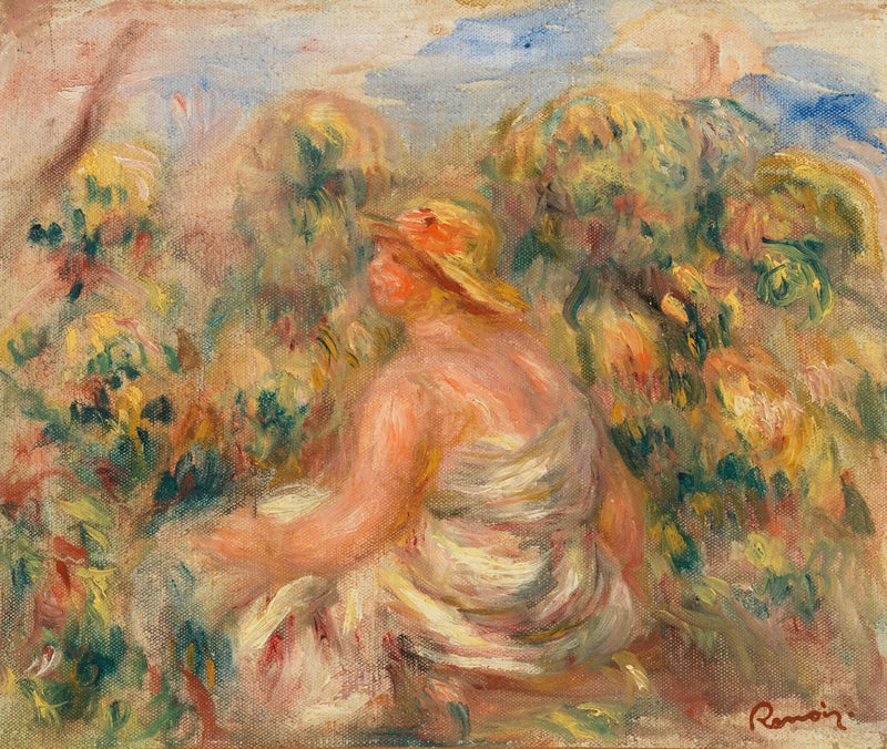 Woman with Hat in a Landscape - Pierre-Auguste Renoir