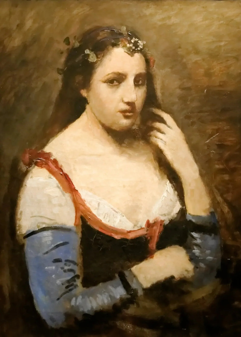 Woman with Daisies - Jean-Baptiste Camille Corot