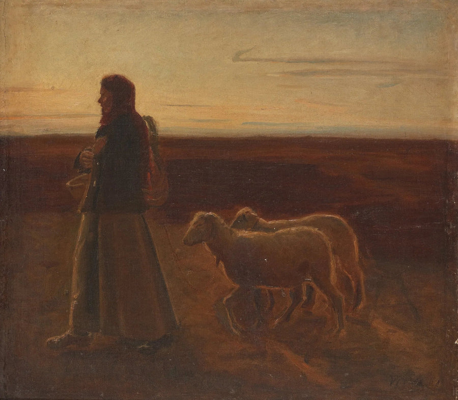 Woman with Sheep - Michael Peter Ancher