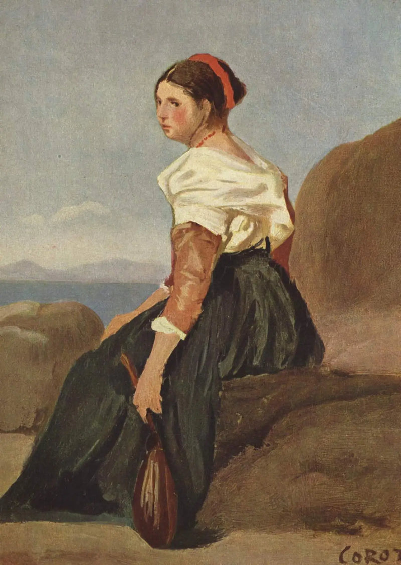 Woman with Mandolin - Jean-Baptiste Camille Corot