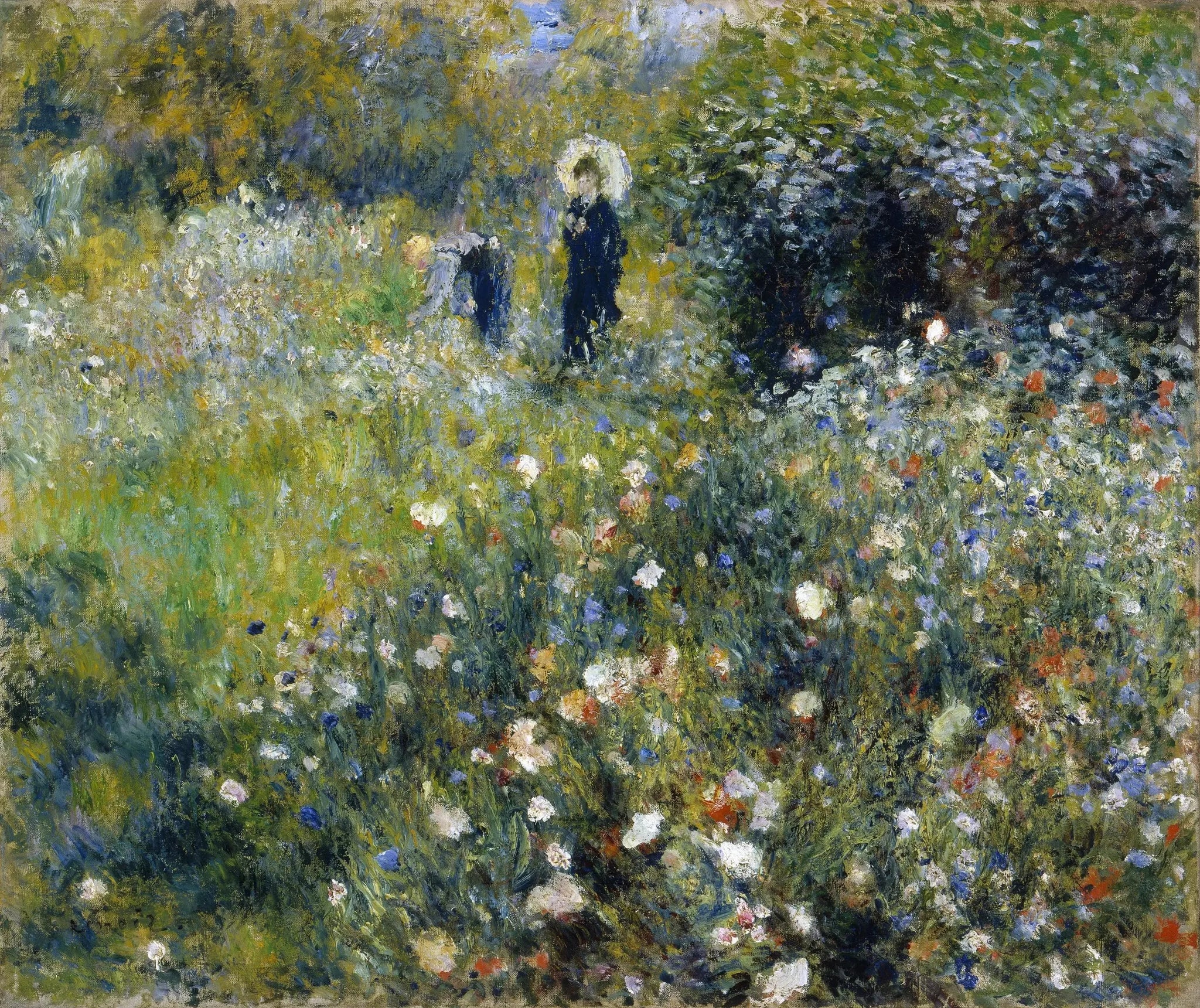 Femme avec parasol dans un jardin - Pierre-Auguste Renoir image 1 tableau peint à l’huile sur toile