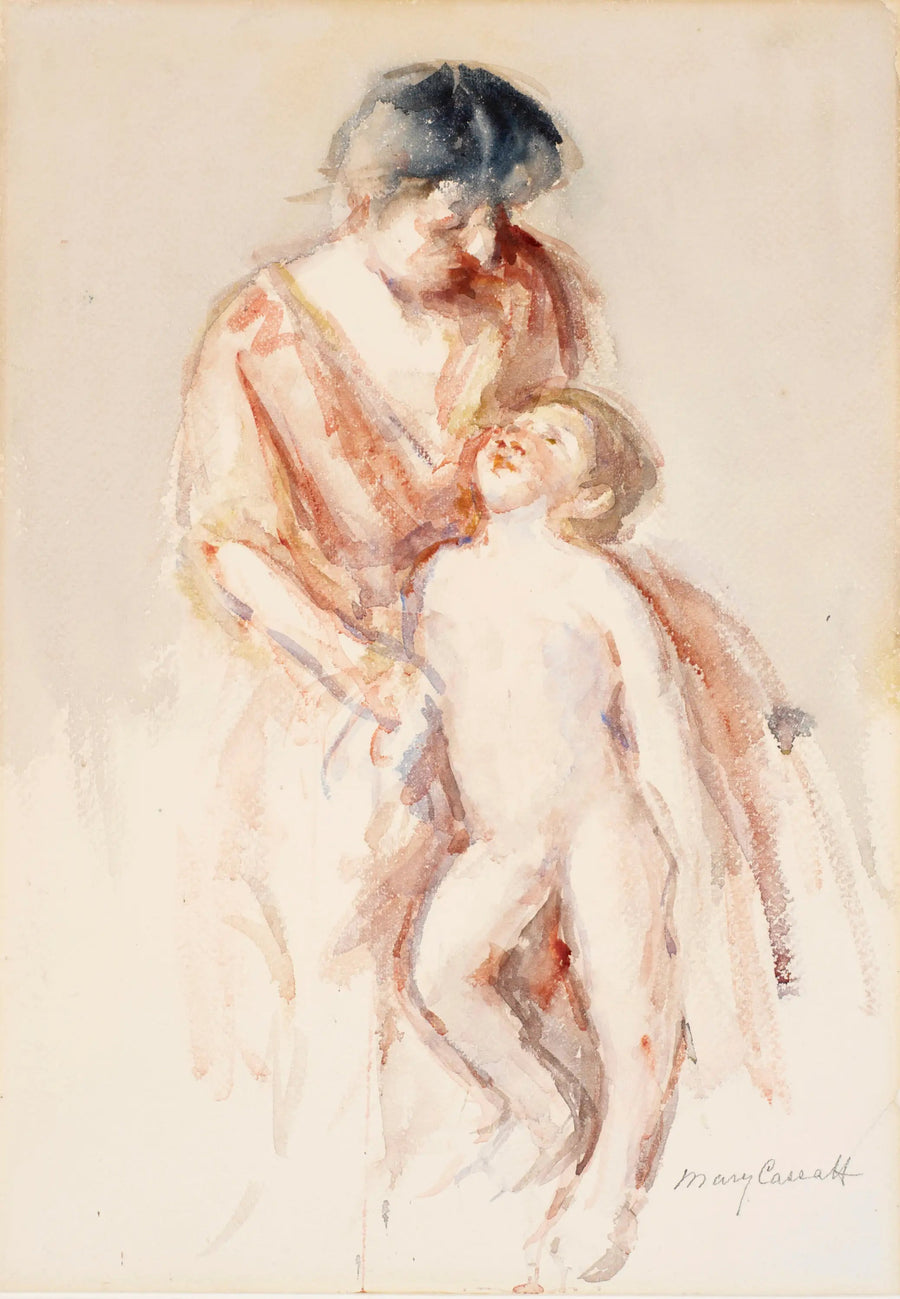 Woman with a Naked Boy to Her Left - Mary Cassatt
