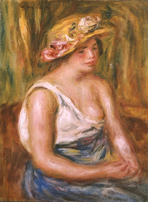 Woman with a Straw Hat - Pierre-Auguste Renoir