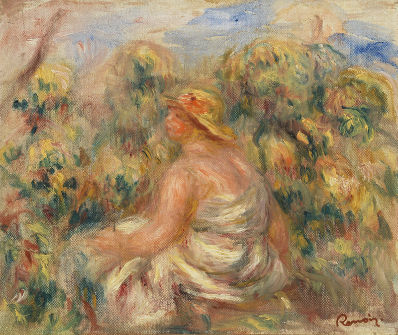 Woman with Hat in a Landscape - Pierre-Auguste Renoir