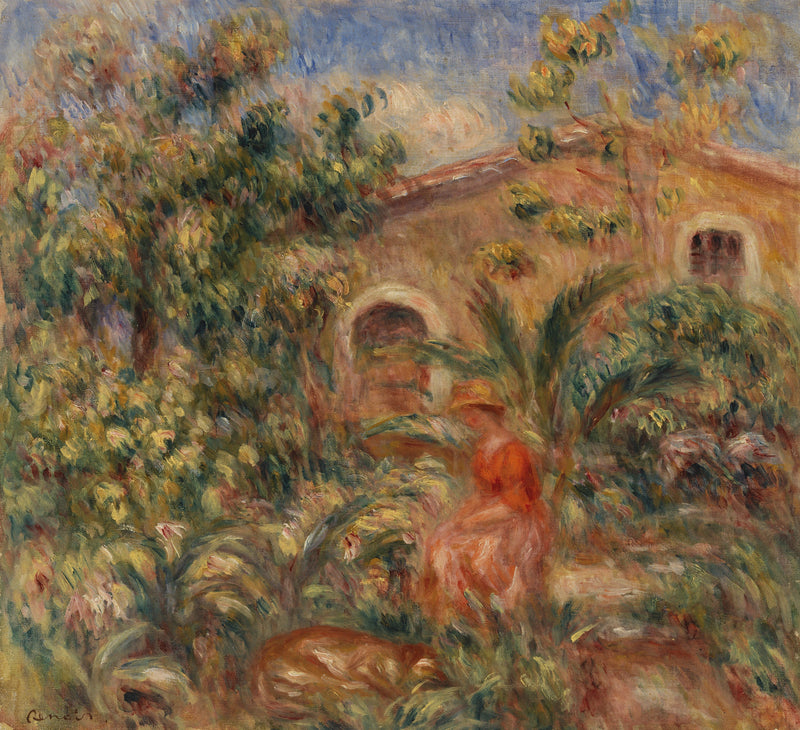 Landscape with Woman and Dog (Woman and Dog in a Landscape) - Pierre-Auguste Renoir