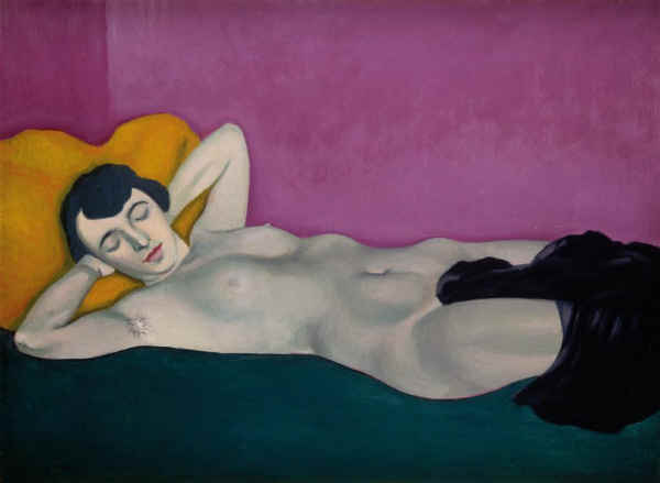 Woman lying on a purple background - Félix Vallotton