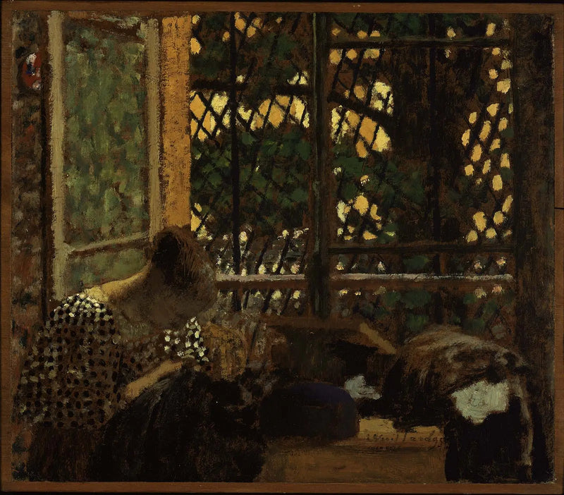 Woman sewing in front of a garden window - Édouard Vuillard