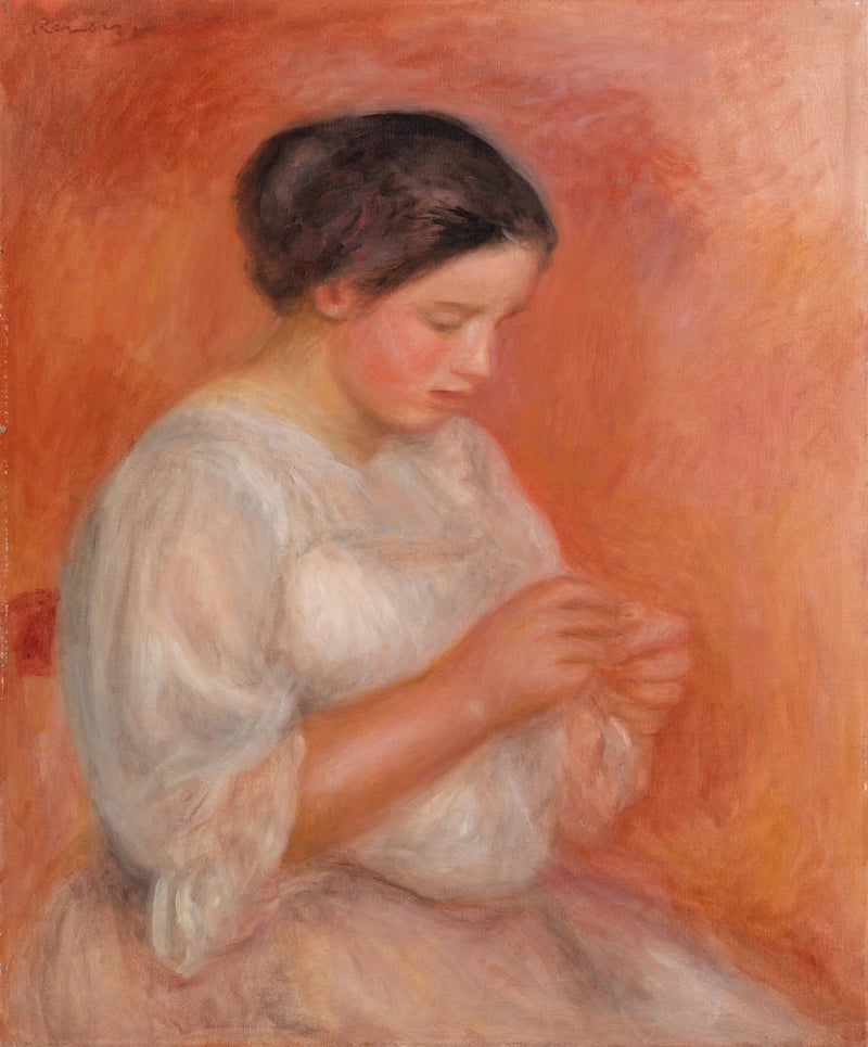 Woman Sewing - Pierre-Auguste Renoir