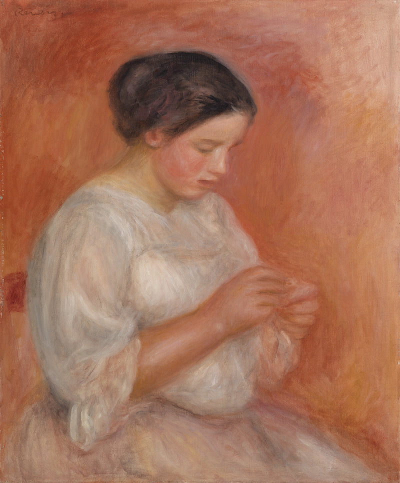 Woman Sewing - Pierre-Auguste Renoir
